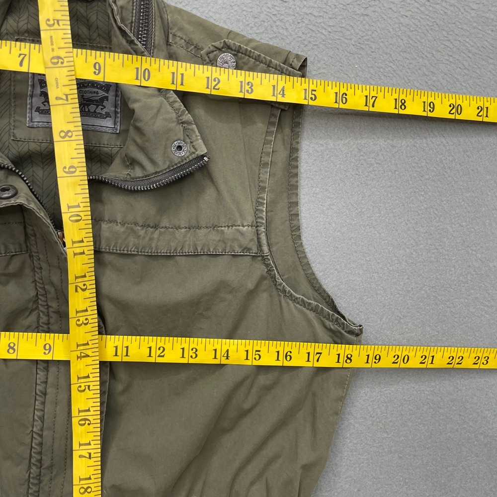 Levi's Utility Vest S Olive Green Military Safari Cargo Photographer Cotton - Picture 12 of 13